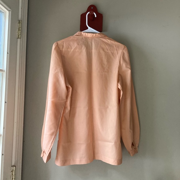 Vintage Eva Peach Button Down Collared Shirt M - Picture 3 of 5
